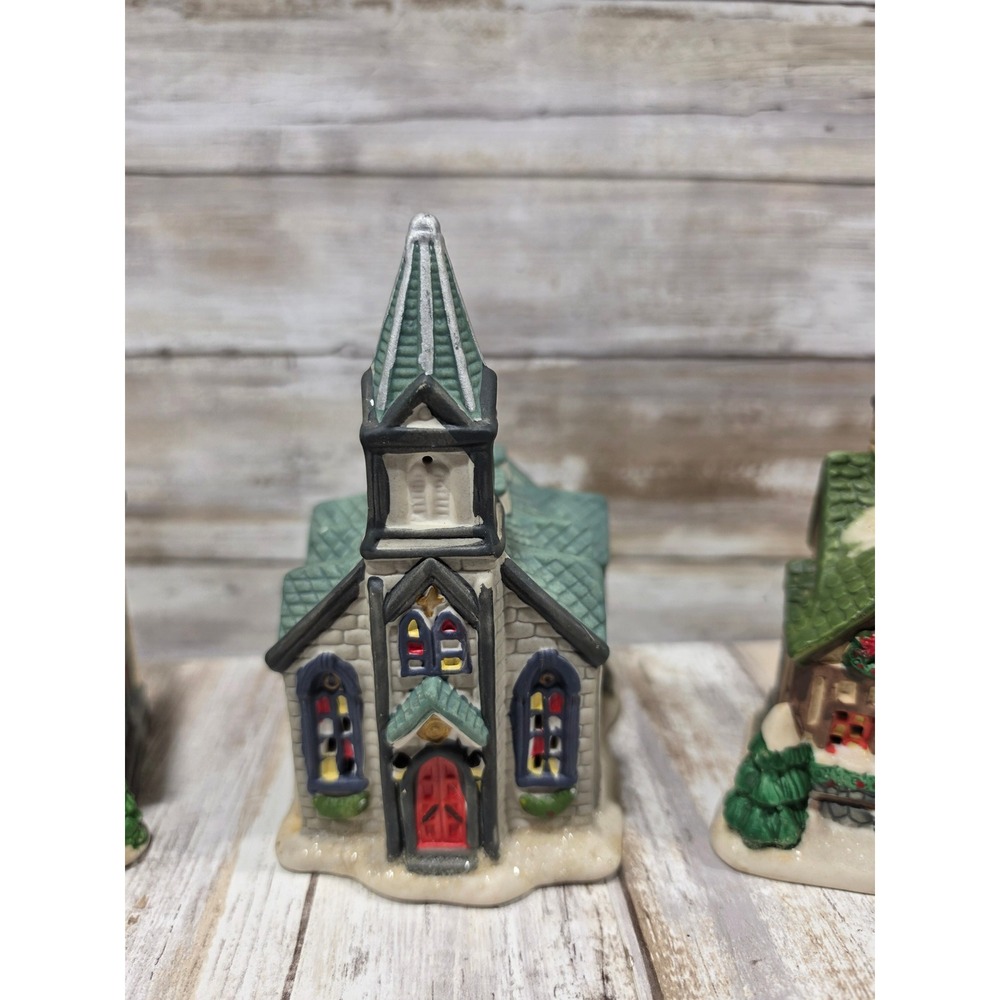 Cobblestone Corners 2002 Christmas Village Set Music Shop Church Grocery 3pc - Picture 3 of 10